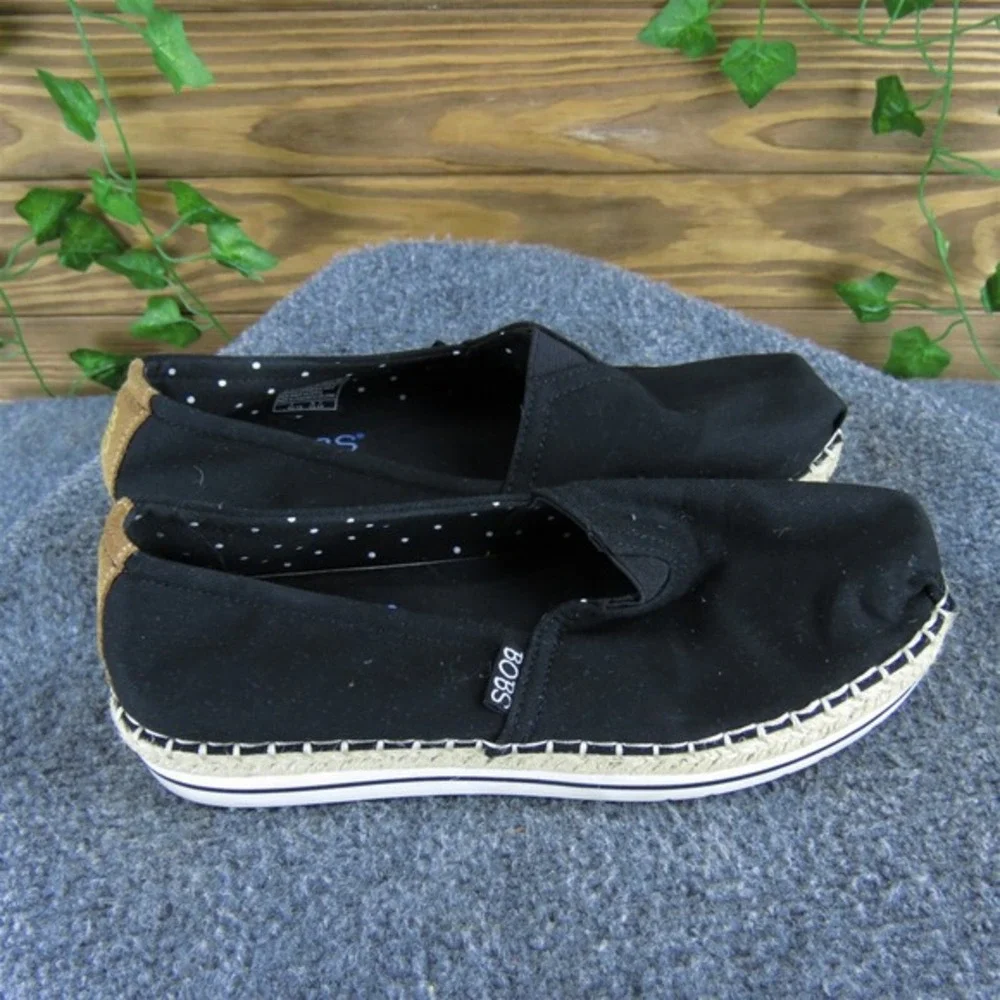 Bobs By Skechers Women's  Espadrille Black Fabric Sz 6.5 Medium Gently Used 2025